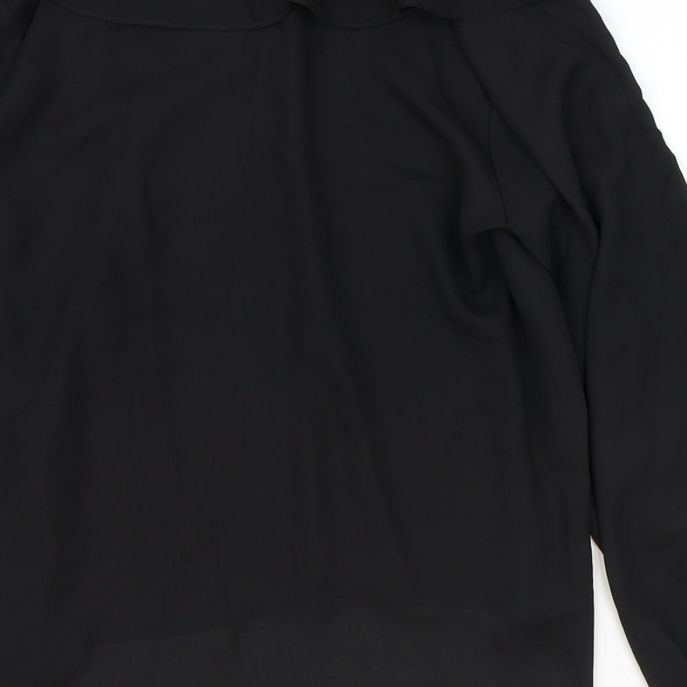 Primark Womens Black Polyester Basic Blouse Size 12 V-Neck