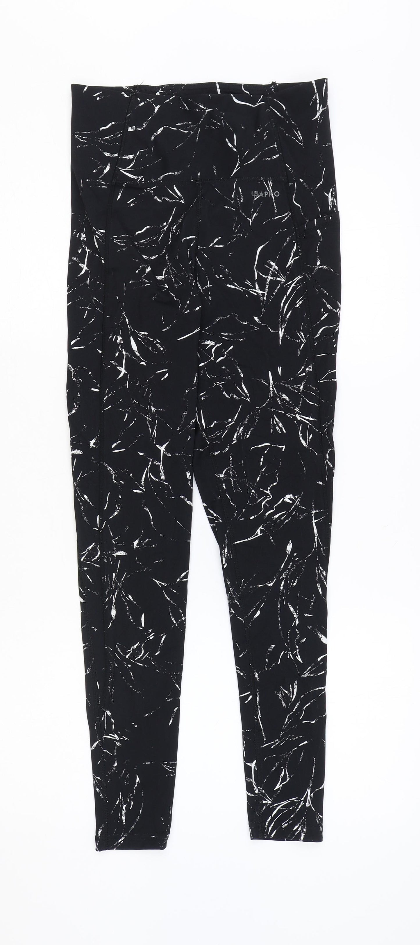 USA Pro Womens Black Geometric Polyester Jogger Leggings Size 10
