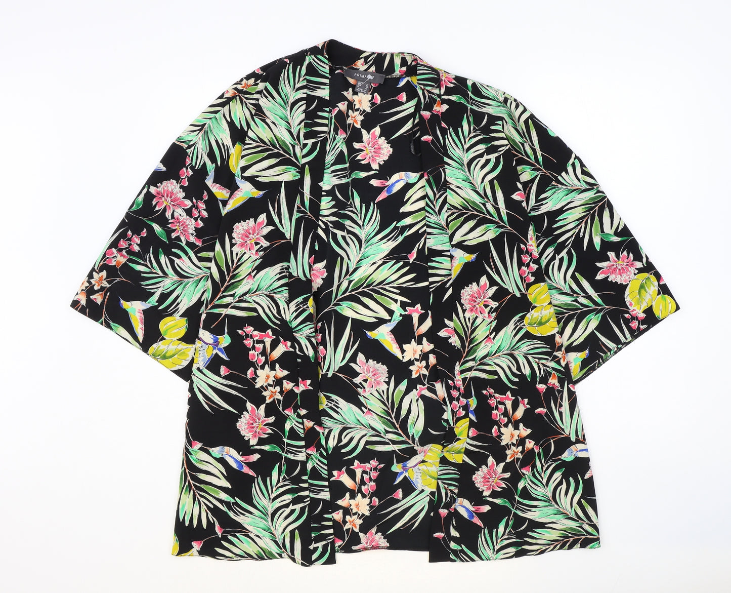 Primark Womens Multicoloured Geometric Polyester Kimono Blouse Size 14 V-Neck