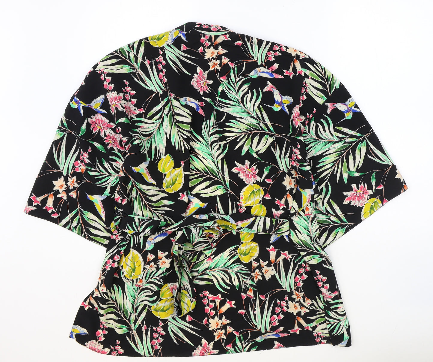 Primark Womens Multicoloured Geometric Polyester Kimono Blouse Size 14 V-Neck