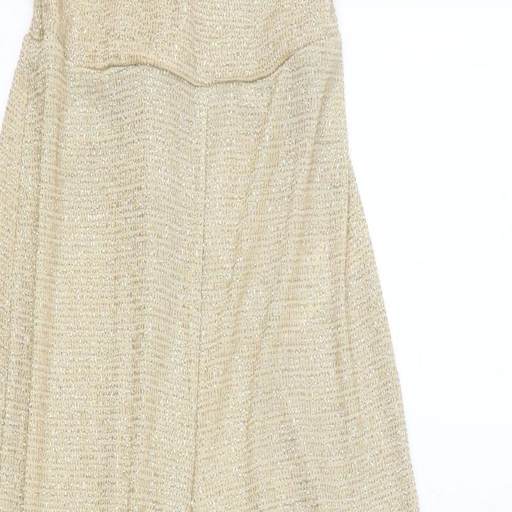 Miss Selfridge Womens Gold Nylon Jumpsuit One-Piece Size 12 Pullover