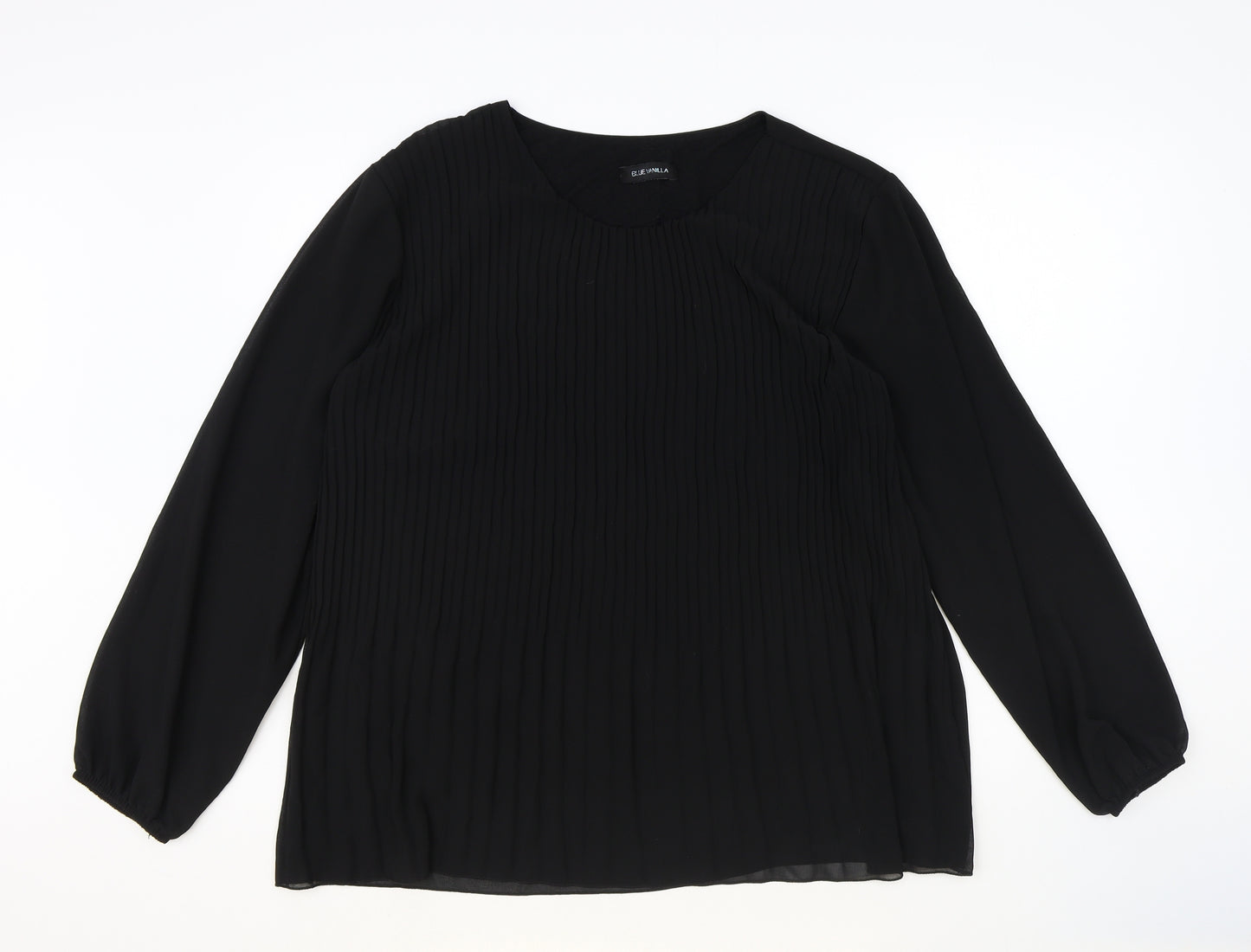 Blue Vanilla Womens Black Polyester Basic Blouse One Size Round Neck