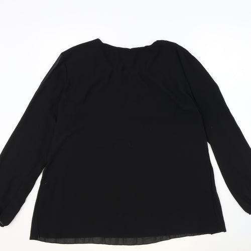 Blue Vanilla Womens Black Polyester Basic Blouse One Size Round Neck