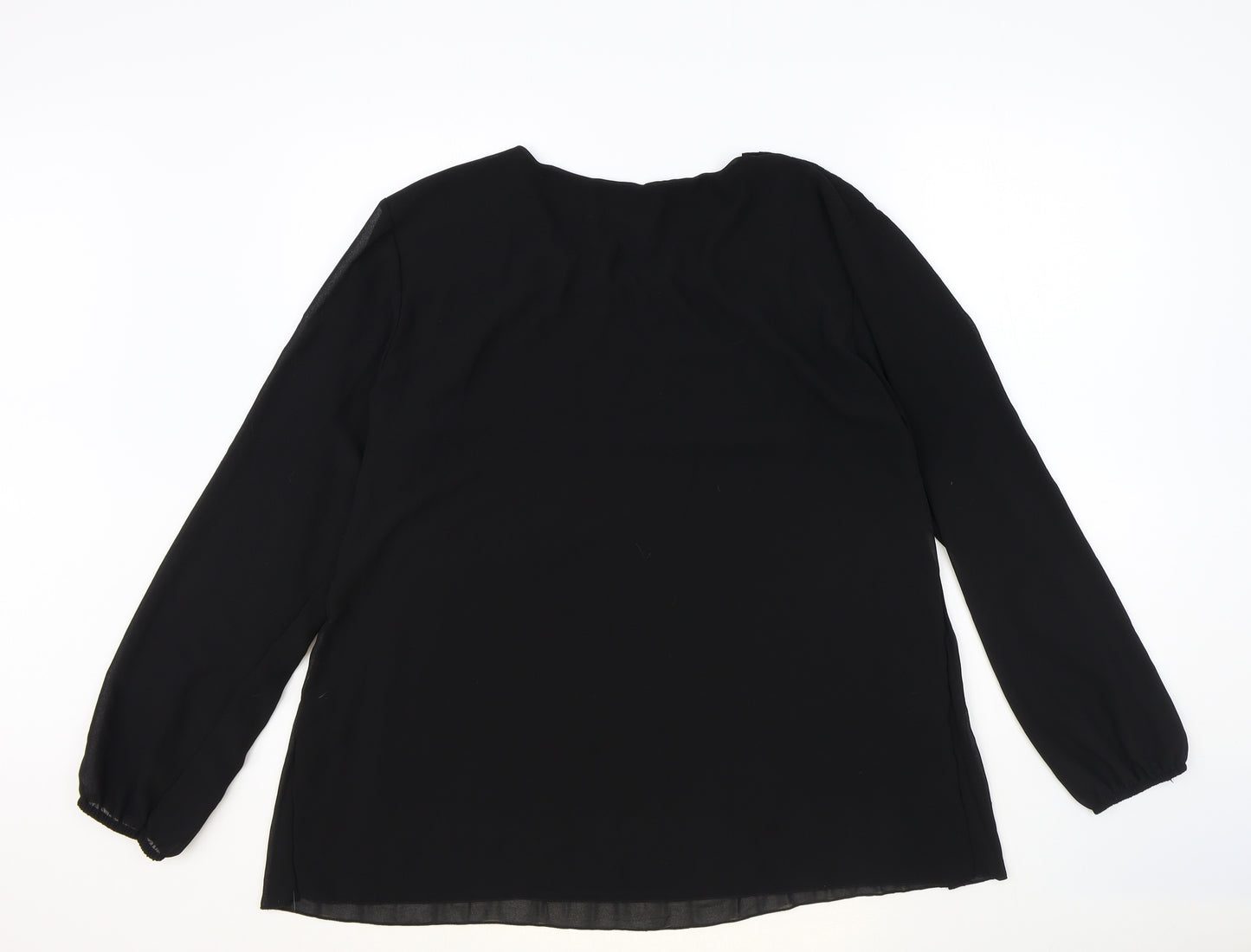 Blue Vanilla Womens Black Polyester Basic Blouse One Size Round Neck