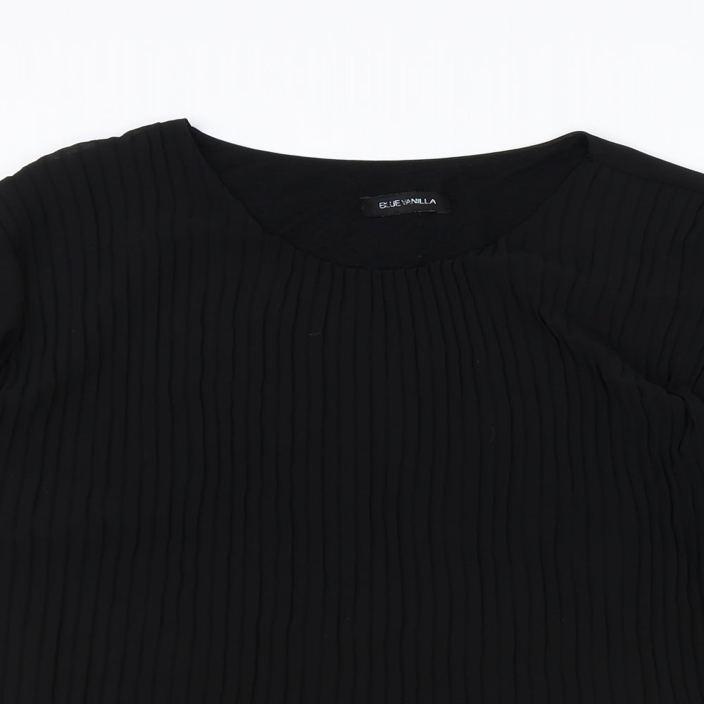 Blue Vanilla Womens Black Polyester Basic Blouse One Size Round Neck