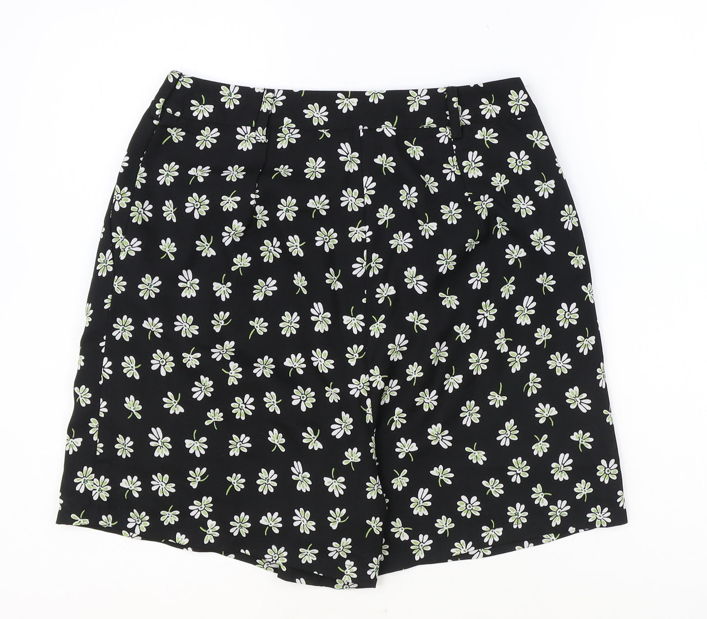 ASOS Womens Black Floral Polyester Culotte Shorts Size 8 Regular Zip