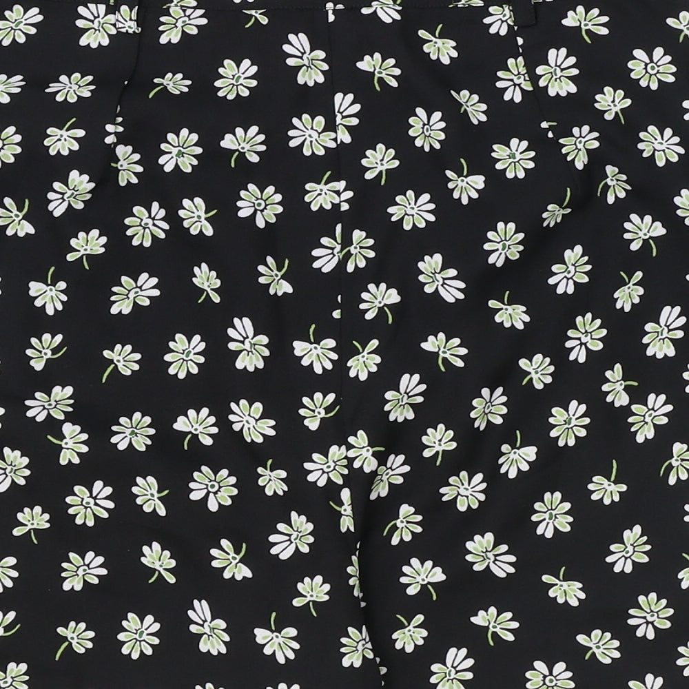 ASOS Womens Black Floral Polyester Culotte Shorts Size 8 Regular Zip