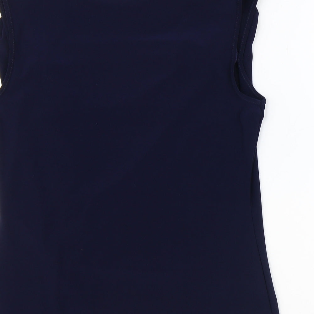 Roman Womens Blue Polyester Basic Tank Size 12 Scoop Neck
