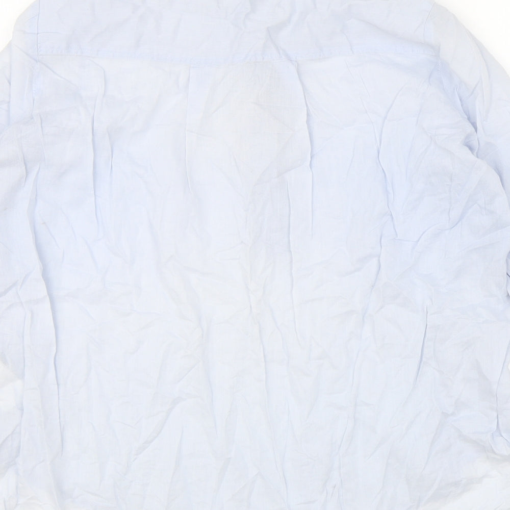 H&M Womens Blue 100% Cotton Basic Blouse Size 10 Round Neck
