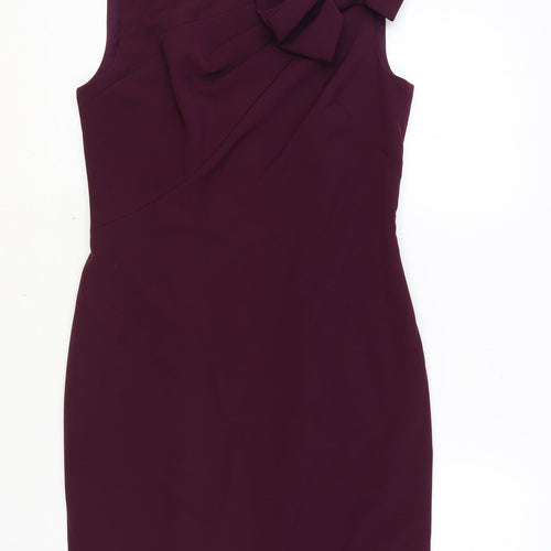 Eliza J Womens Purple Polyester A-Line Size 8 Round Neck Zip