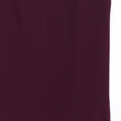 Eliza J Womens Purple Polyester A-Line Size 8 Round Neck Zip