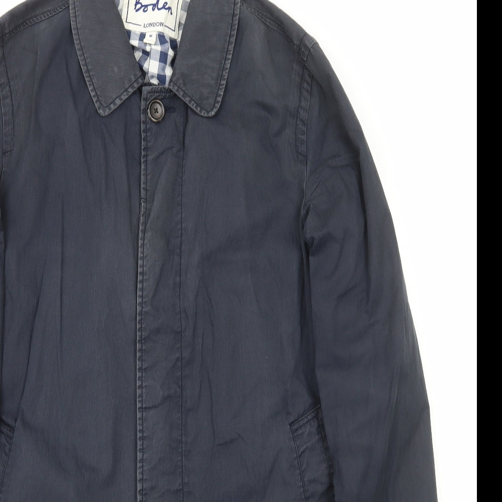 Boden Mens Blue Rain Coat Coat Size M Button