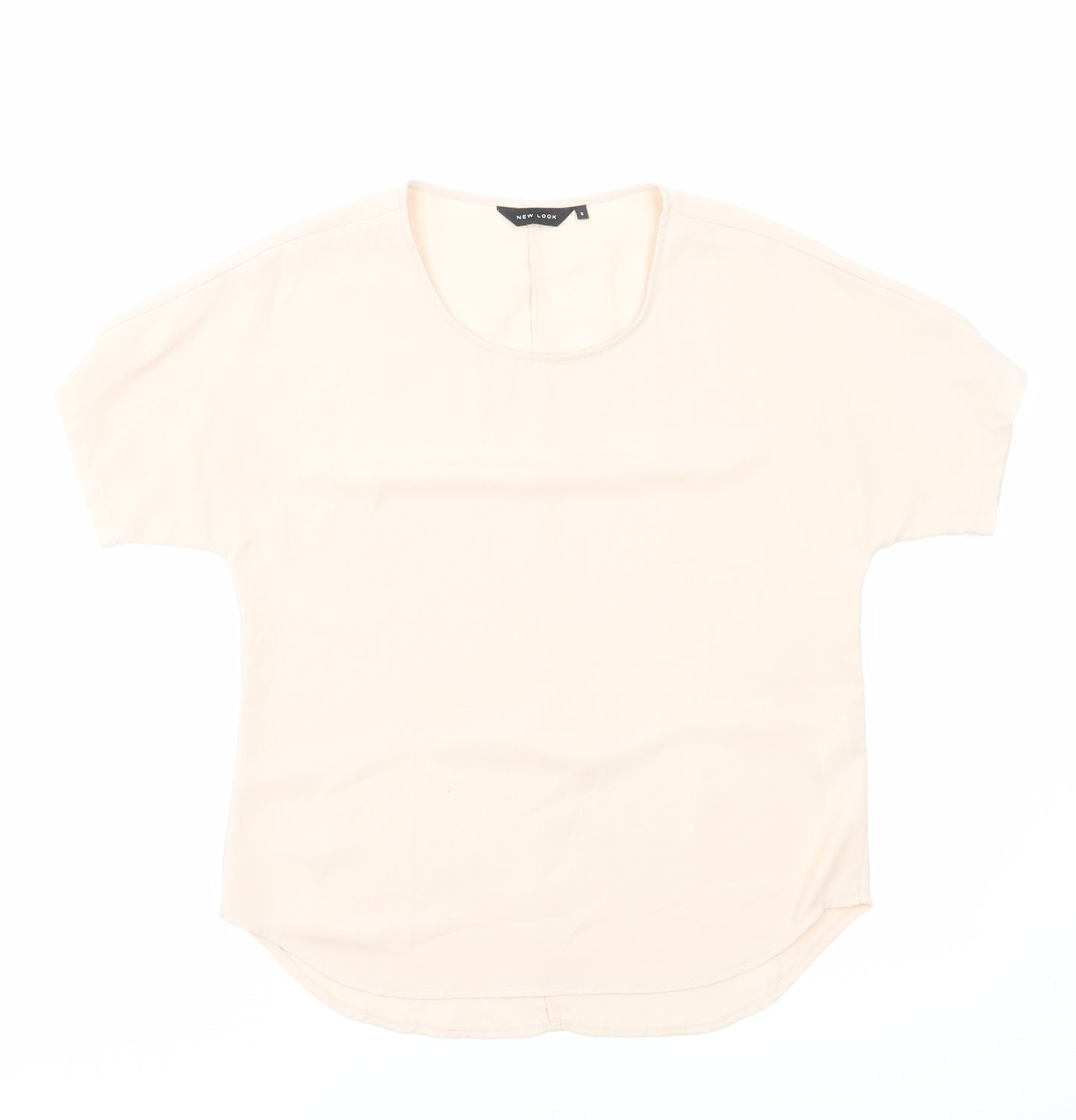 New Look Womens Pink Polyester Basic T-Shirt Size 8 Round Neck