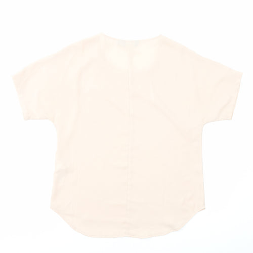 New Look Womens Pink Polyester Basic T-Shirt Size 8 Round Neck