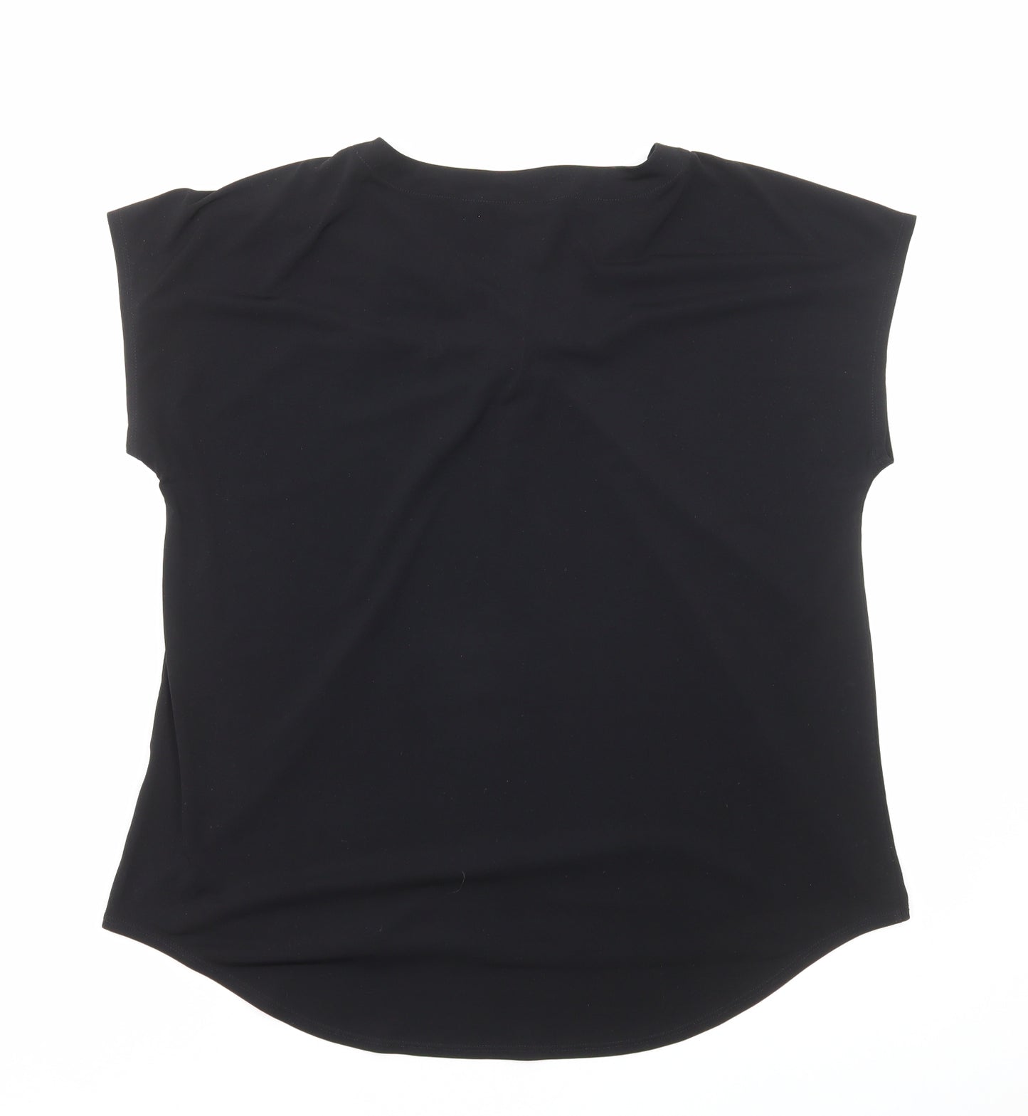 Ellen Tracy Womens Black Viscose Basic Blouse Size L V-Neck