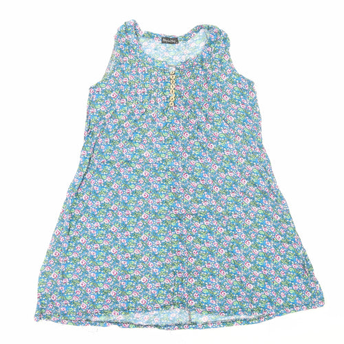 Mey Lon Mey Womens Blue Geometric Viscose Tank Dress Size M Round Neck Pullover