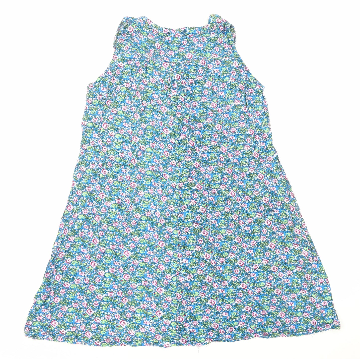 Mey Lon Mey Womens Blue Geometric Viscose Tank Dress Size M Round Neck Pullover