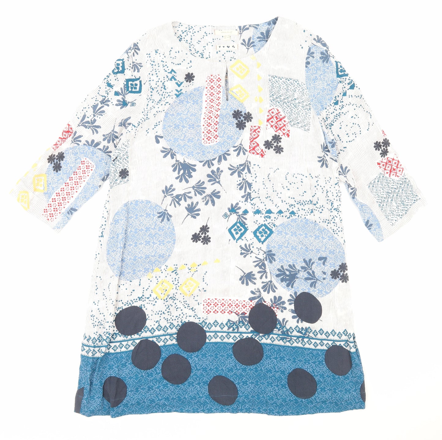 White Stuff Womens Blue Geometric Viscose A-Line Size 18 Round Neck Pullover