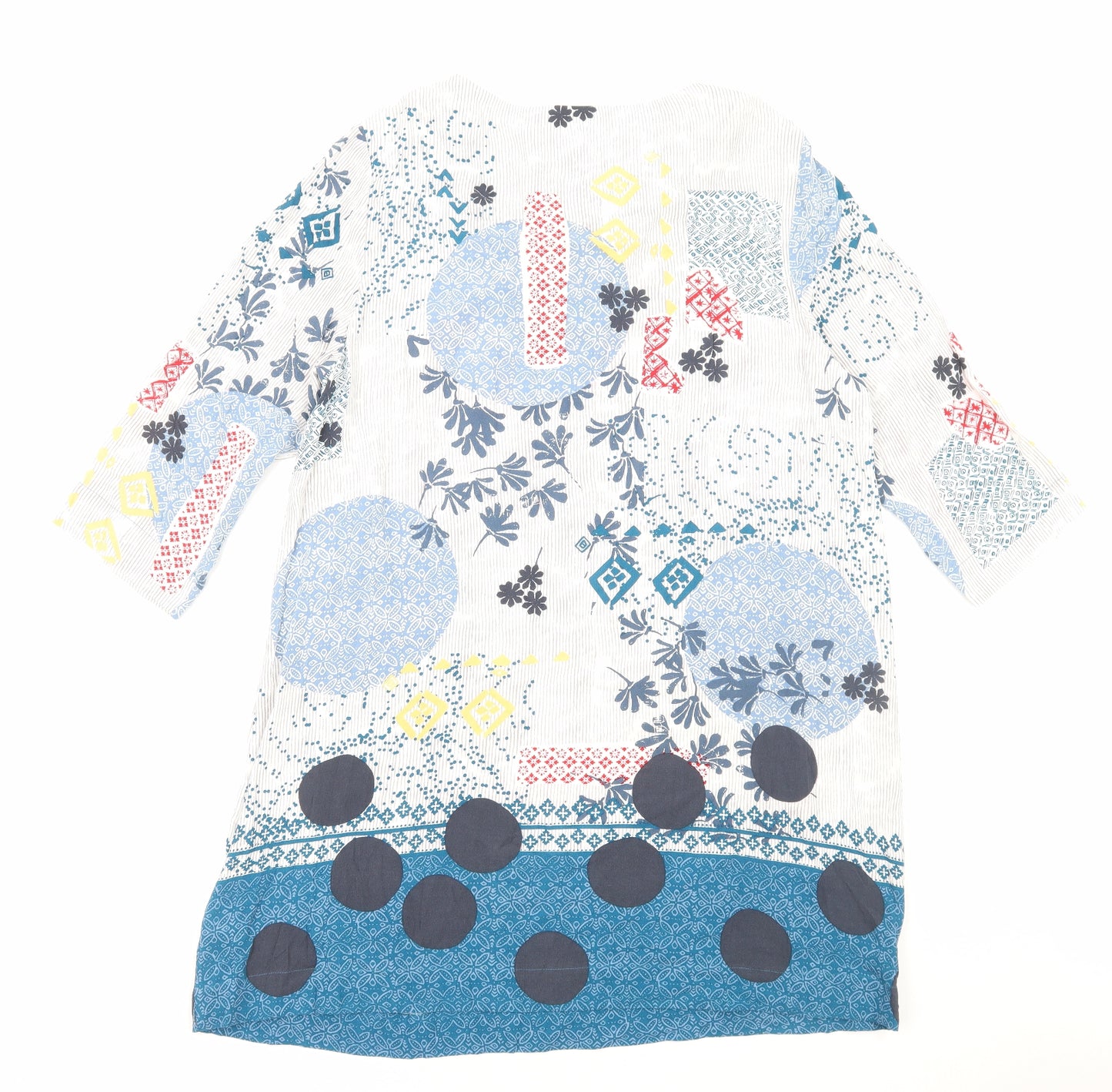 White Stuff Womens Blue Geometric Viscose A-Line Size 18 Round Neck Pullover