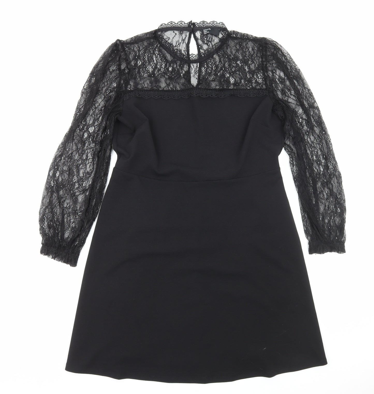 NEXT Womens Black Polyester A-Line Size 18 Round Neck Pullover - Lace Detail
