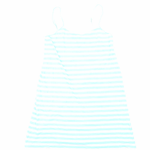 Follow That Dream Womens Blue Striped Viscose Tank Dress Size 12 V-Neck Pullover