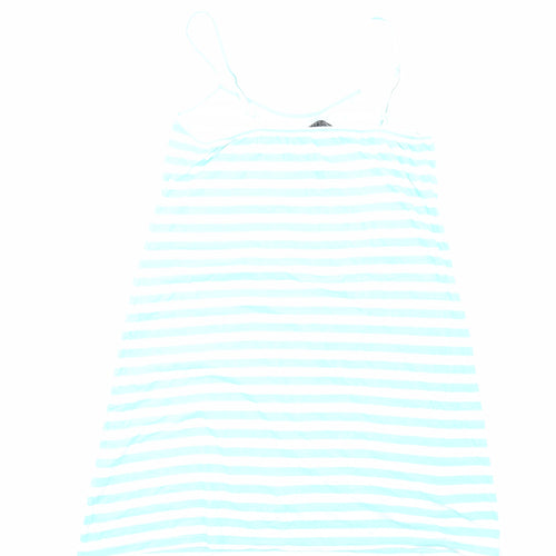 Follow That Dream Womens Blue Striped Viscose Tank Dress Size 12 V-Neck Pullover