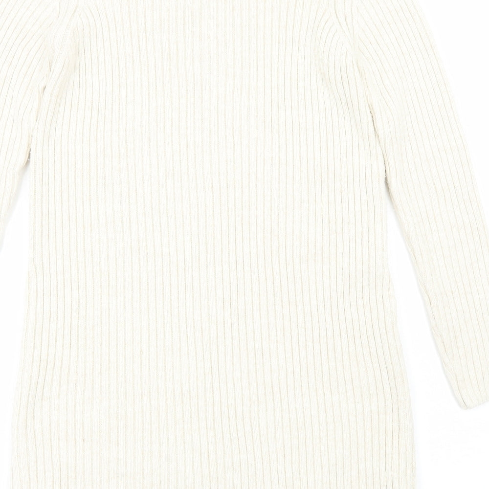 Dorothy Perkins Womens Ivory Acrylic Jumper Dress Size 12 Round Neck Pullover