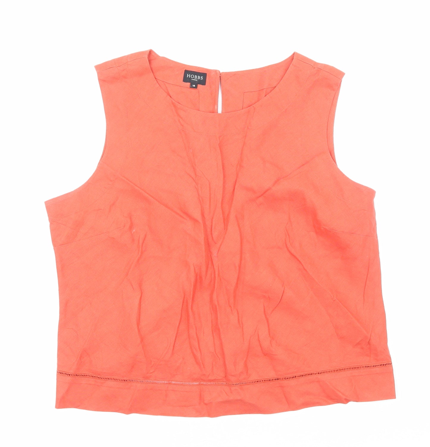 Hobbs Womens Orange Linen Basic Tank Size 18 Round Neck