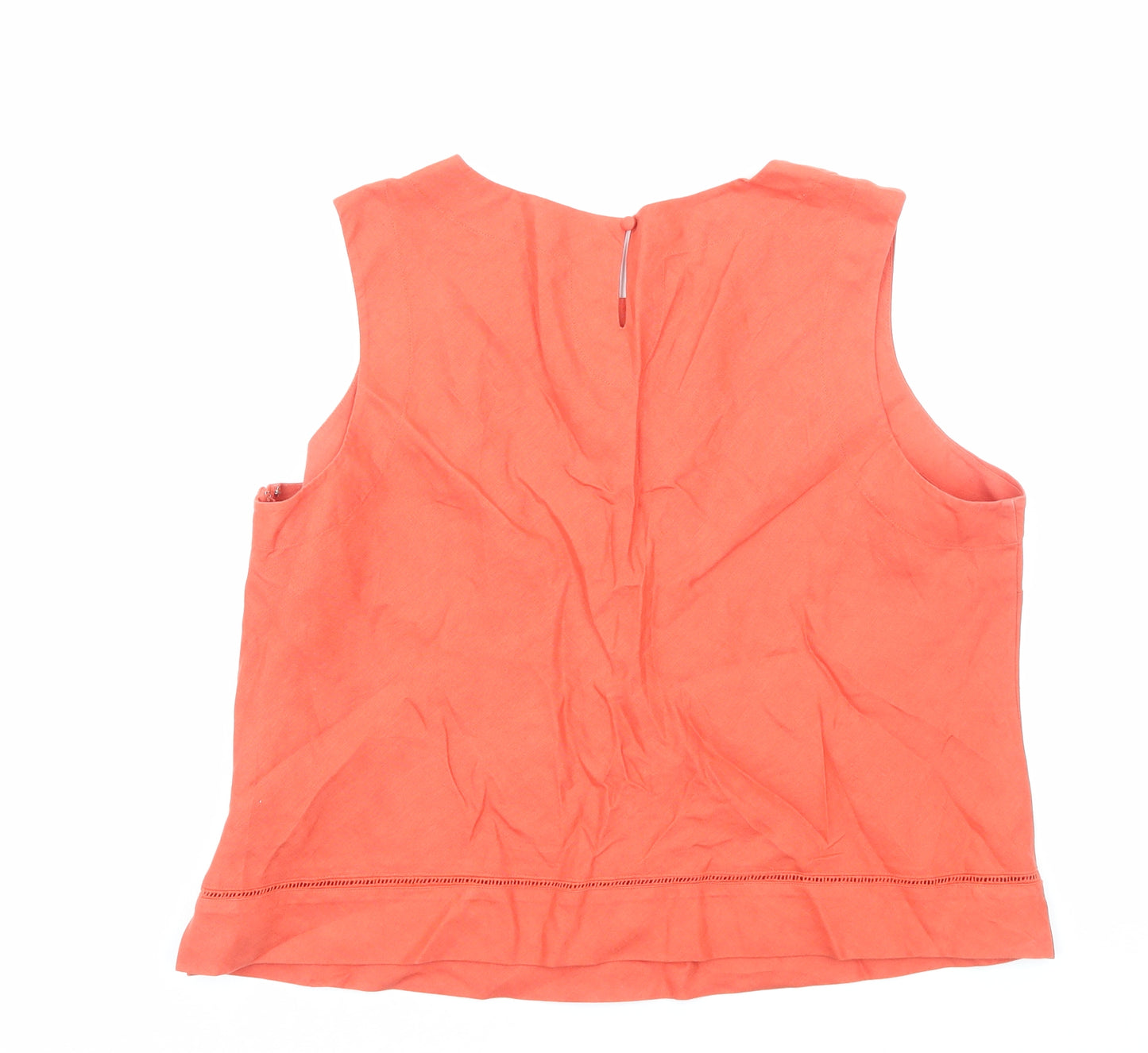 Hobbs Womens Orange Linen Basic Tank Size 18 Round Neck