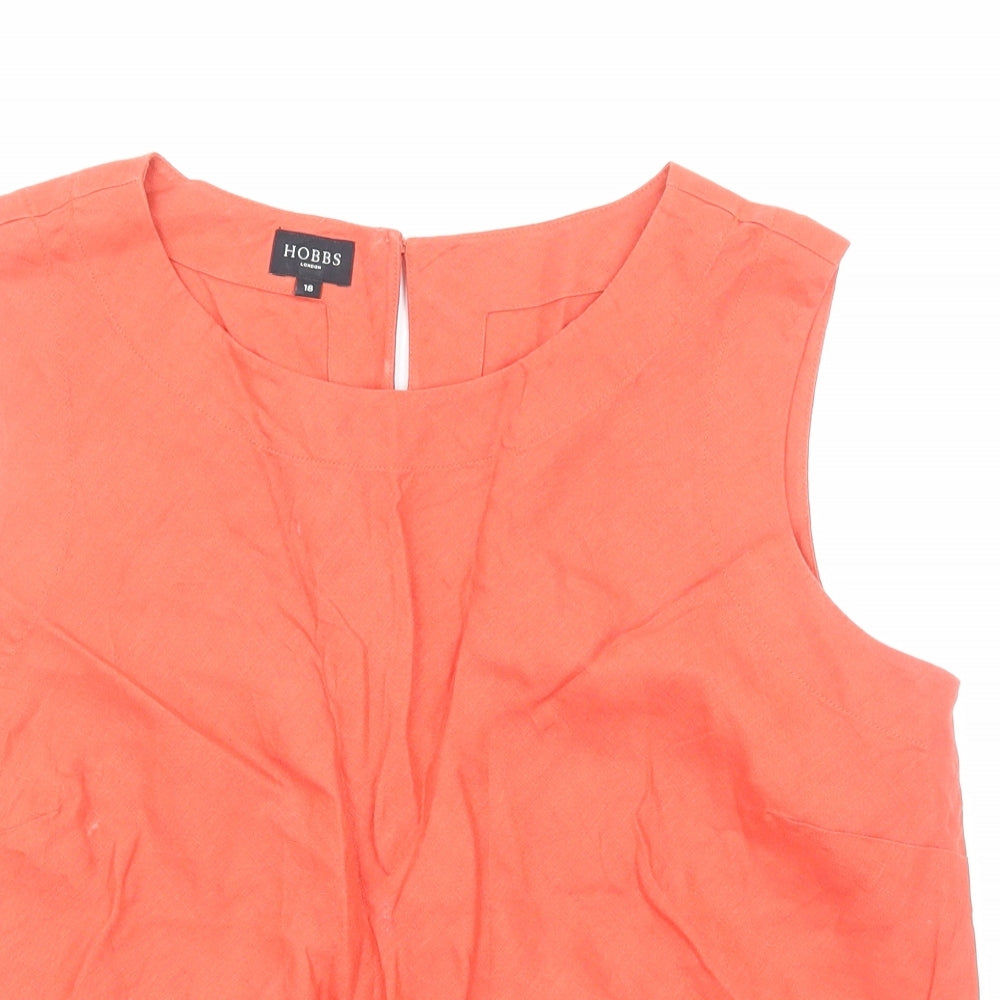 Hobbs Womens Orange Linen Basic Tank Size 18 Round Neck