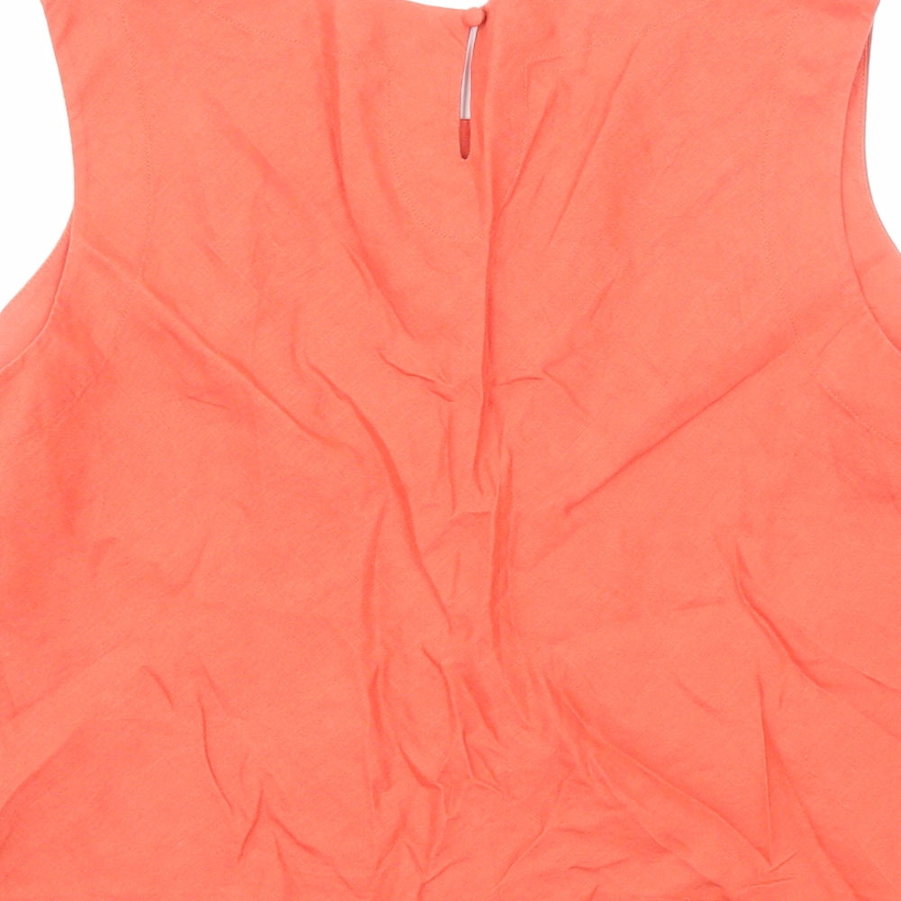 Hobbs Womens Orange Linen Basic Tank Size 18 Round Neck