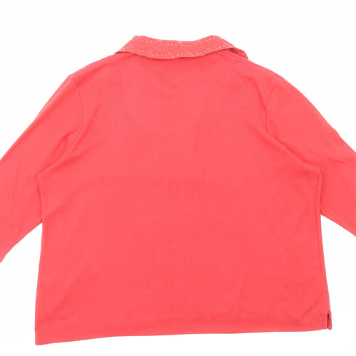 TIGI Womens Red Polyester Basic T-Shirt Size 18 Collared
