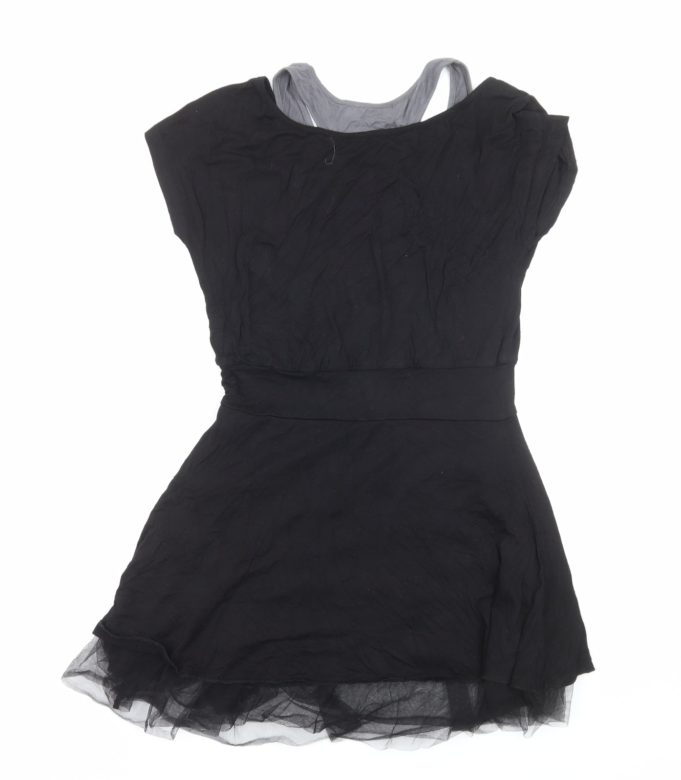 Black Premium Womens Black Viscose Fit & Flare Size S Round Neck Pullover