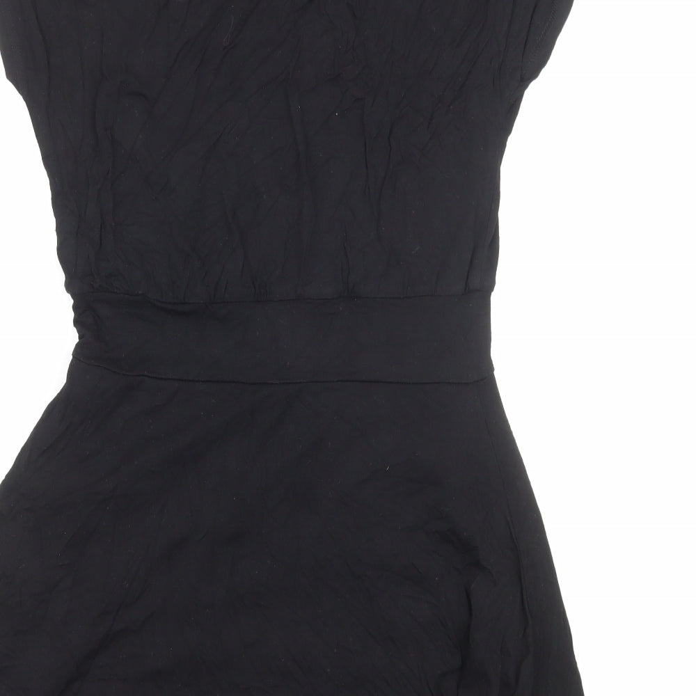 Black Premium Womens Black Viscose Fit & Flare Size S Round Neck Pullover