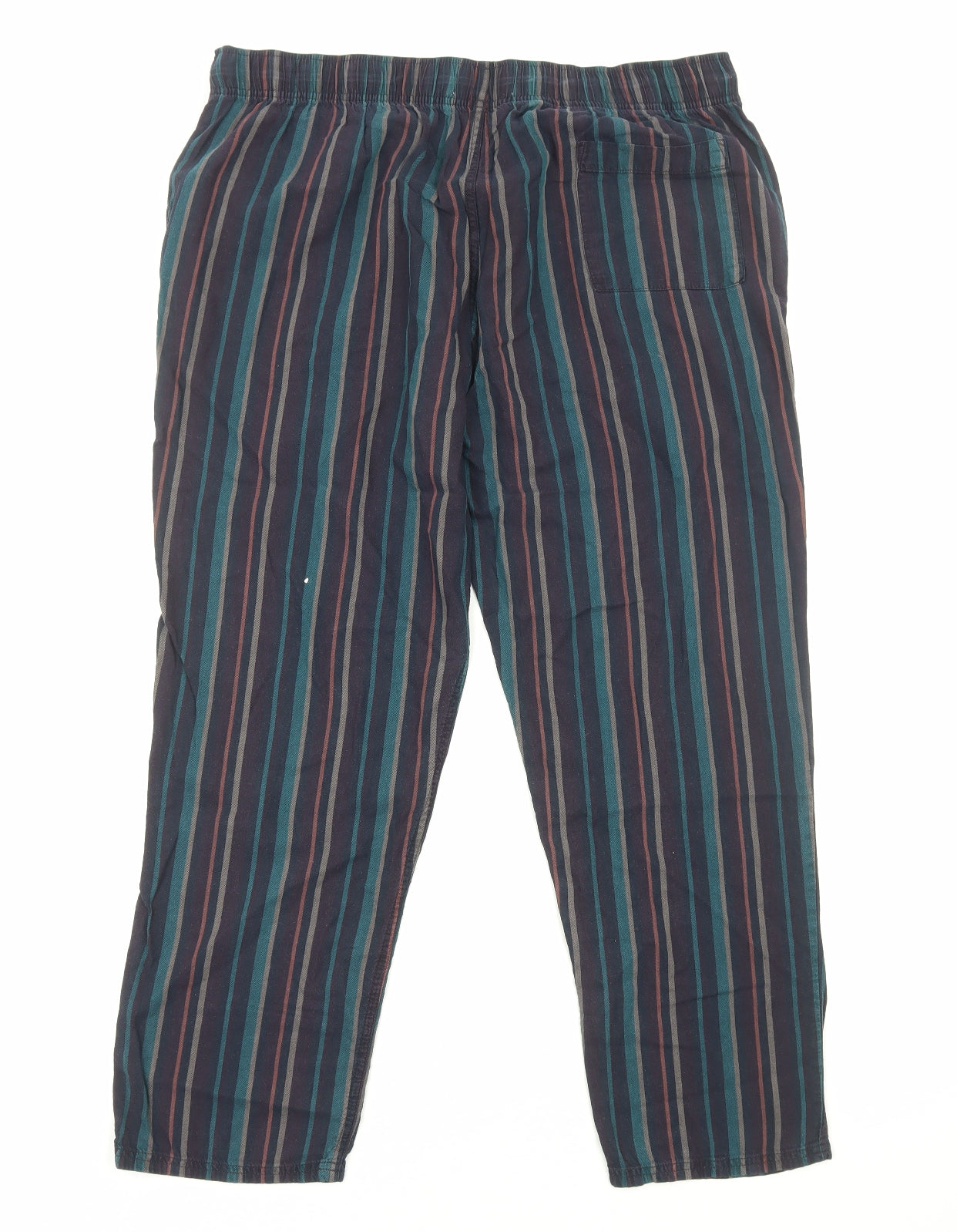 Marks and Spencer Mens Multicoloured Striped Cotton Sweatpants Trousers Size XL Regular Drawstring