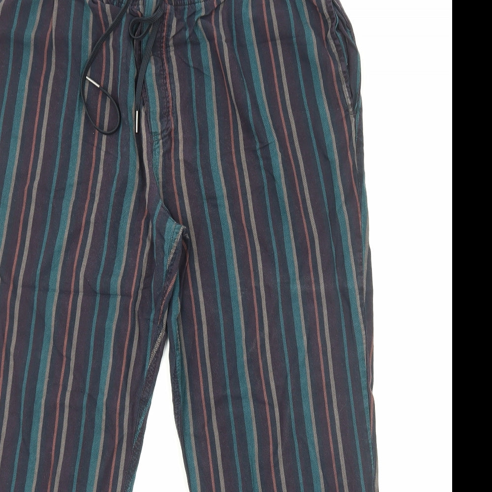 Marks and Spencer Mens Multicoloured Striped Cotton Sweatpants Trousers Size XL Regular Drawstring