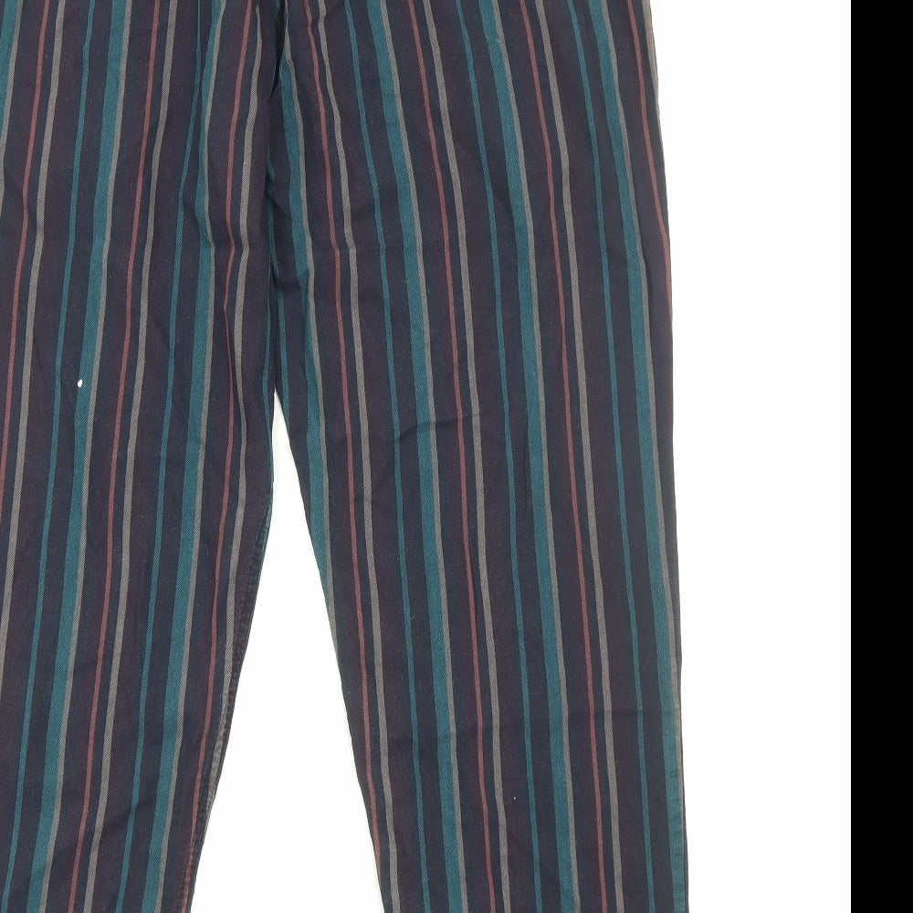 Marks and Spencer Mens Multicoloured Striped Cotton Sweatpants Trousers Size XL Regular Drawstring