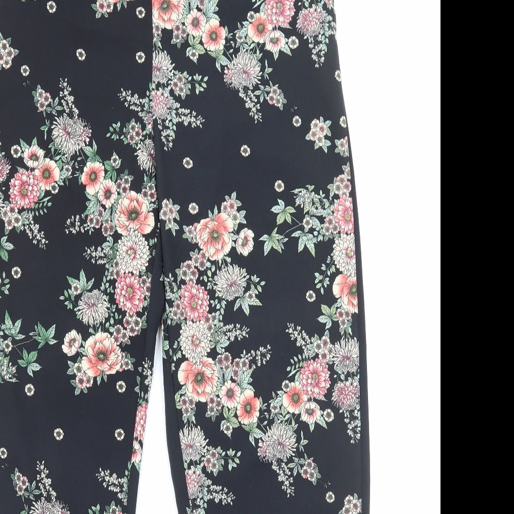 Peacocks Womens Black Floral Polyester Jogger Trousers Size 16 Regular - Leggings