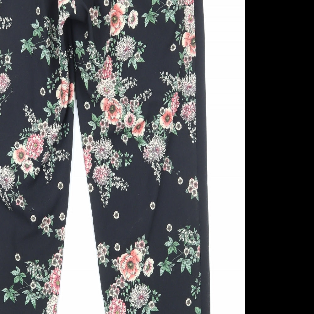 Peacocks Womens Black Floral Polyester Jogger Trousers Size 16 Regular - Leggings