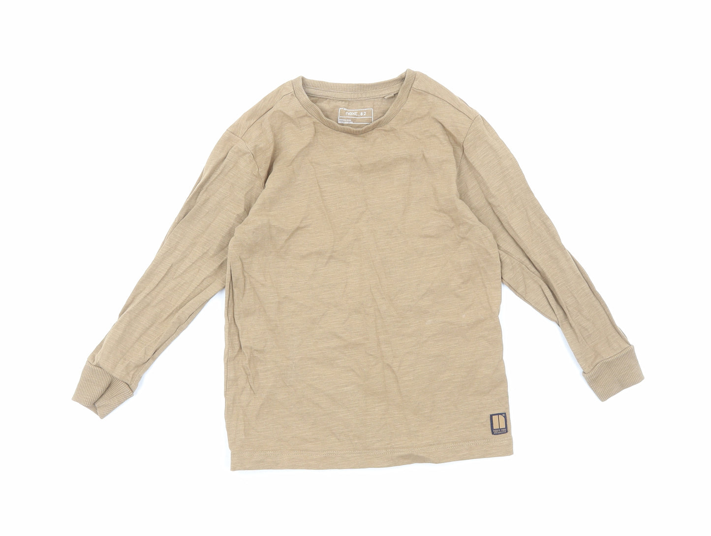 NEXT Boys Brown Cotton Basic T-Shirt Size 4 Years Round Neck Pullover