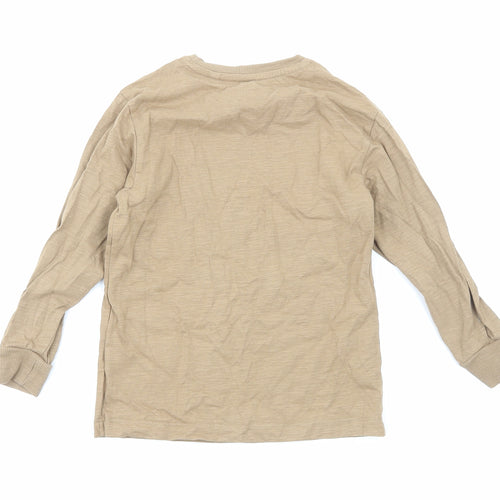 NEXT Boys Brown Cotton Basic T-Shirt Size 4 Years Round Neck Pullover