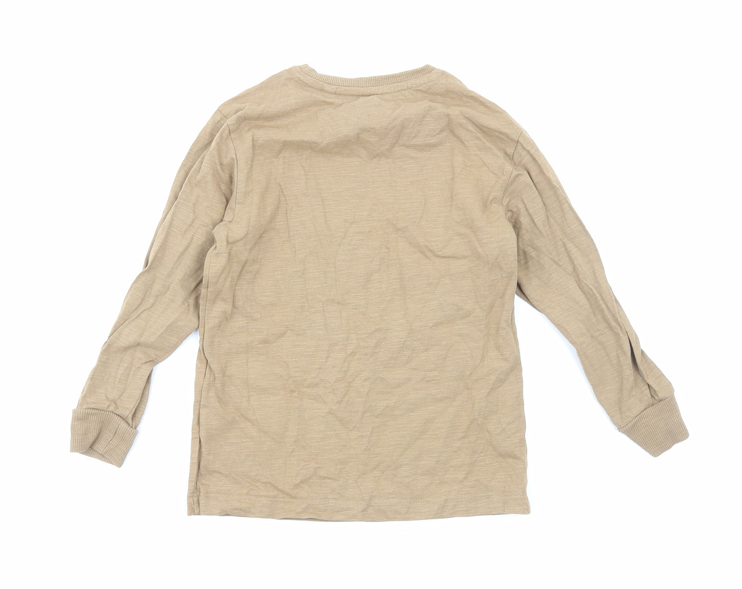 NEXT Boys Brown Cotton Basic T-Shirt Size 4 Years Round Neck Pullover