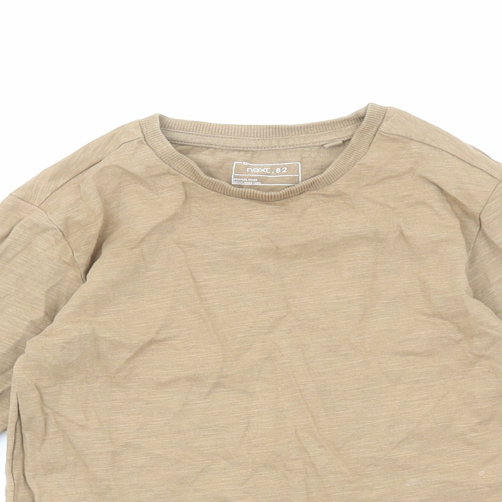 NEXT Boys Brown Cotton Basic T-Shirt Size 4 Years Round Neck Pullover