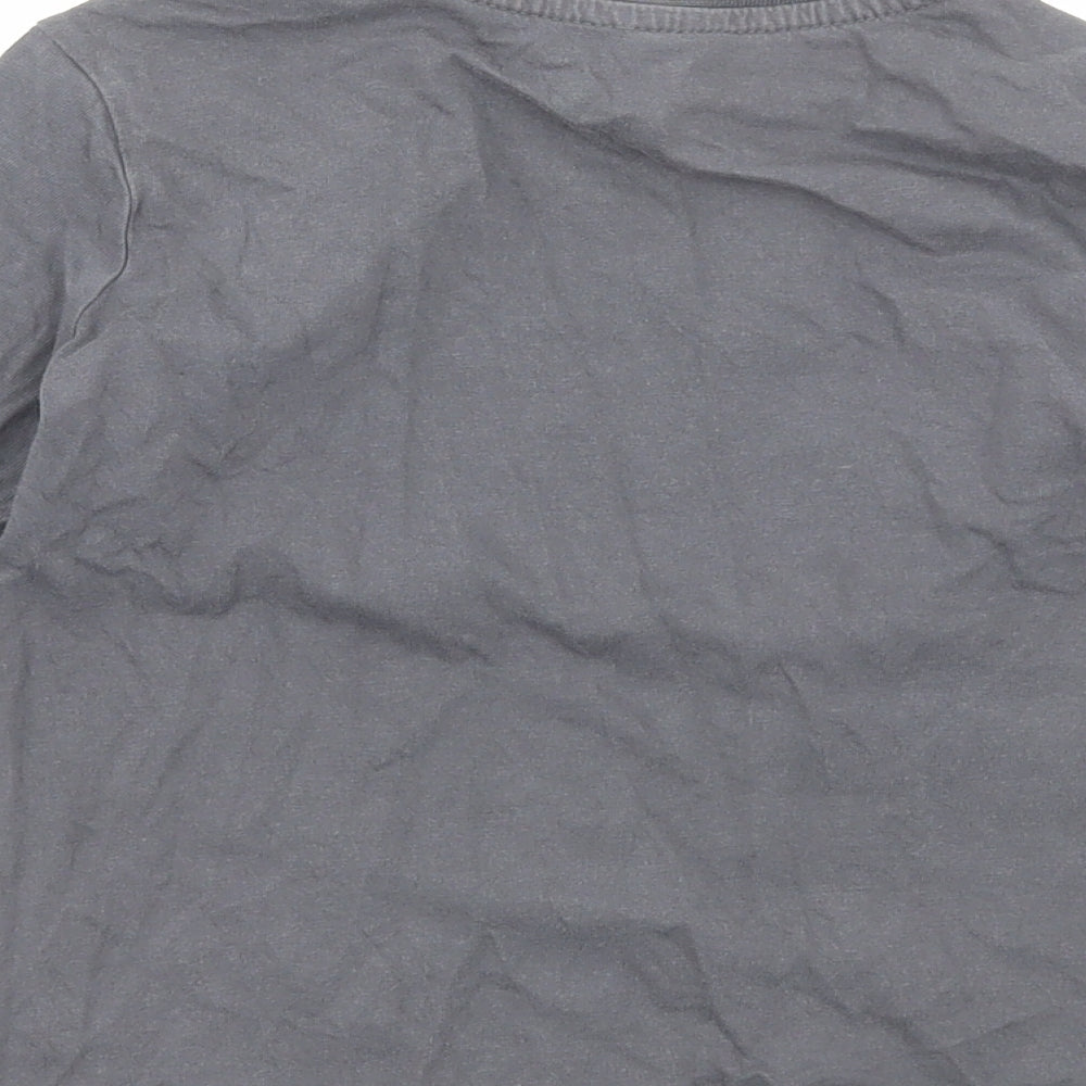 George Boys Grey Cotton Basic T-Shirt Size 3-4 Years Round Neck Pullover - Tractor