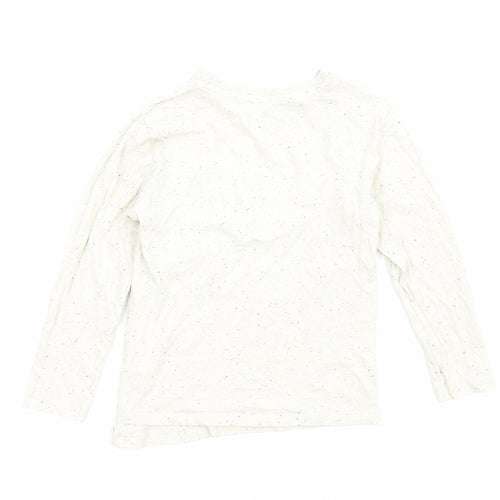 Primark Boys Ivory Cotton Basic T-Shirt Size 4-5 Years Round Neck Pullover