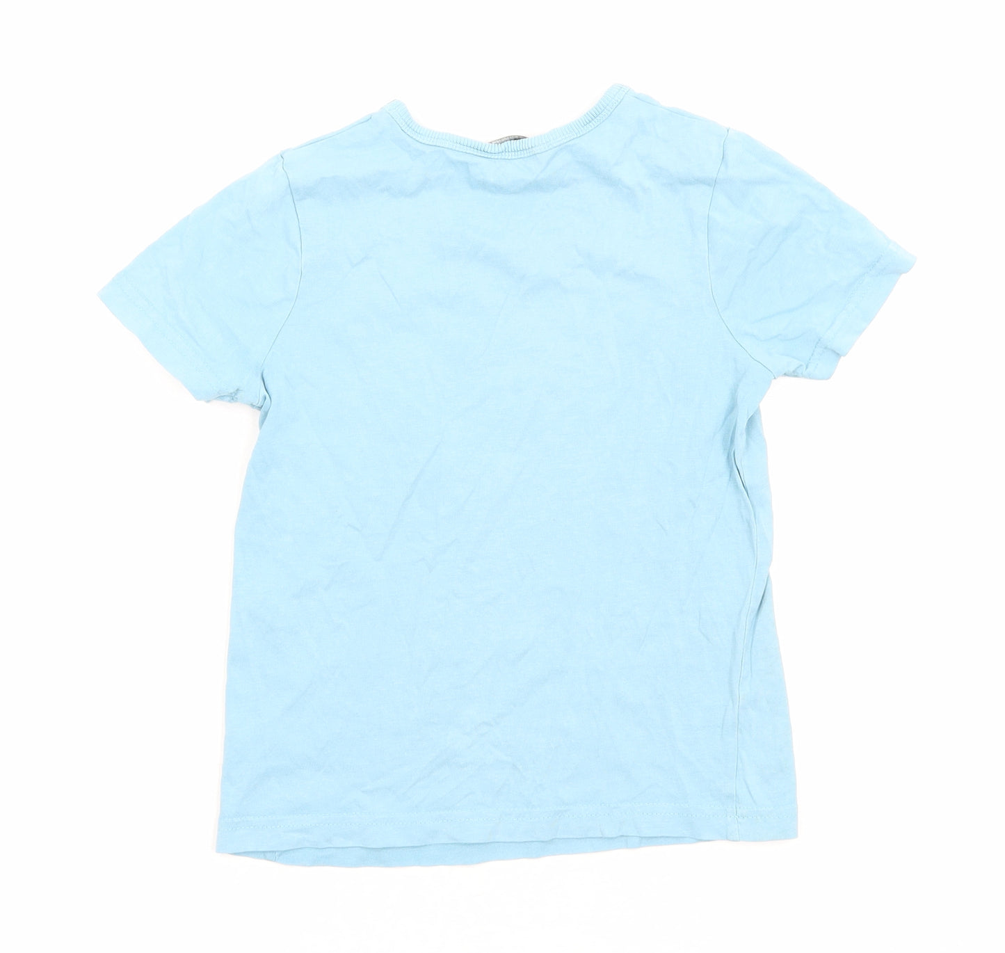 George Boys Blue Cotton Basic T-Shirt Size 5-6 Years Round Neck Pullover - Ice Lolly