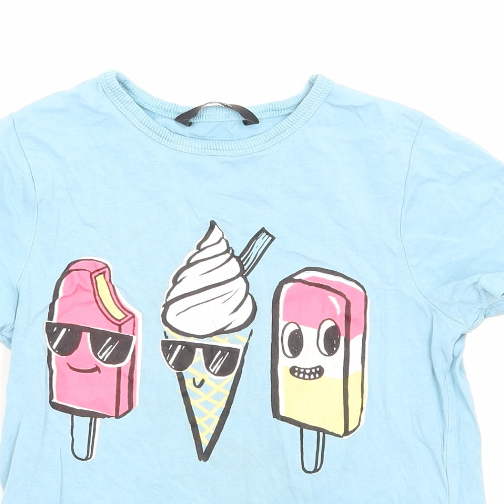 George Boys Blue Cotton Basic T-Shirt Size 5-6 Years Round Neck Pullover - Ice Lolly