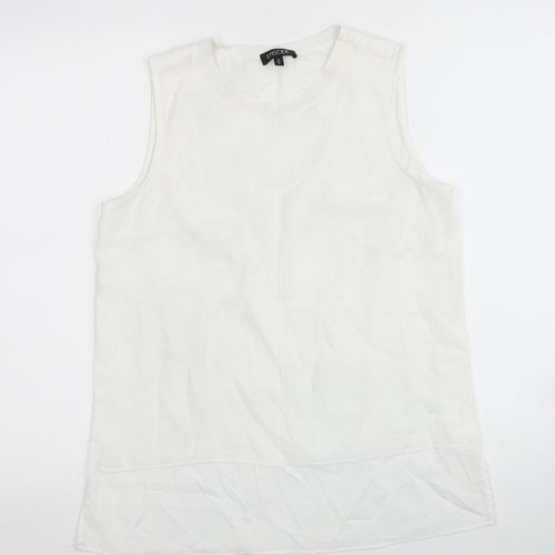 Episode Womens White Polyester Basic Tank Size S Round Neck