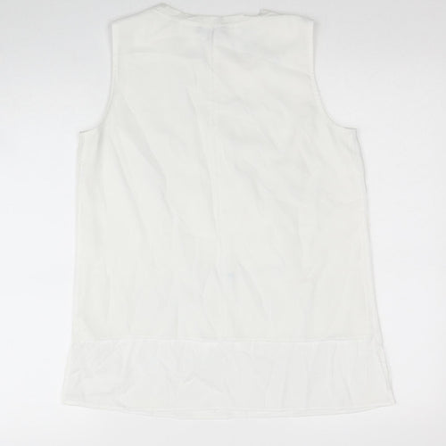 Episode Womens White Polyester Basic Tank Size S Round Neck