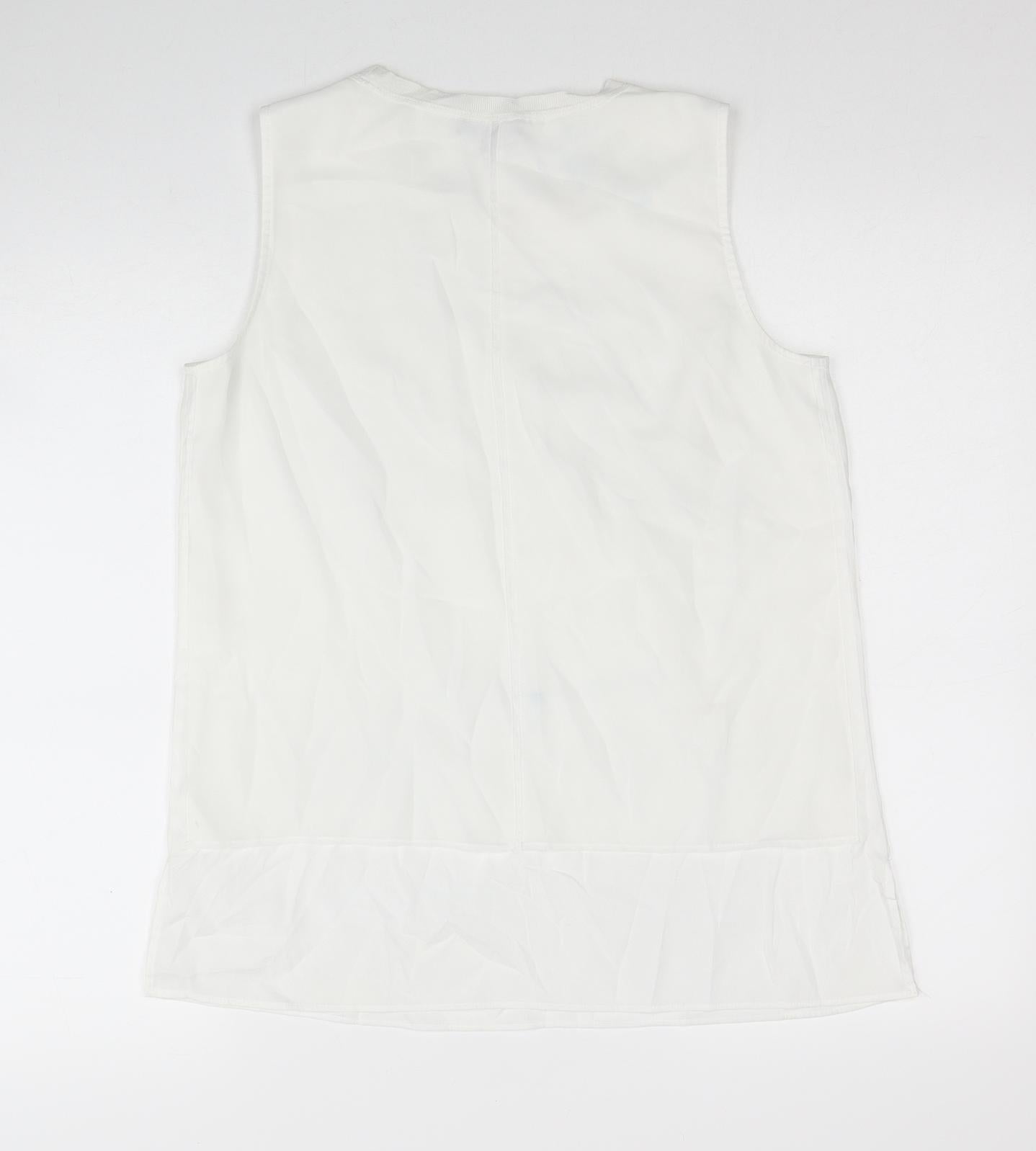 Episode Womens White Polyester Basic Tank Size S Round Neck